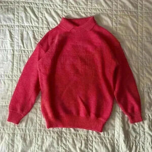 Vintage D.D. Sloane pink coquette preppy collared knit sweater medium geometric￼